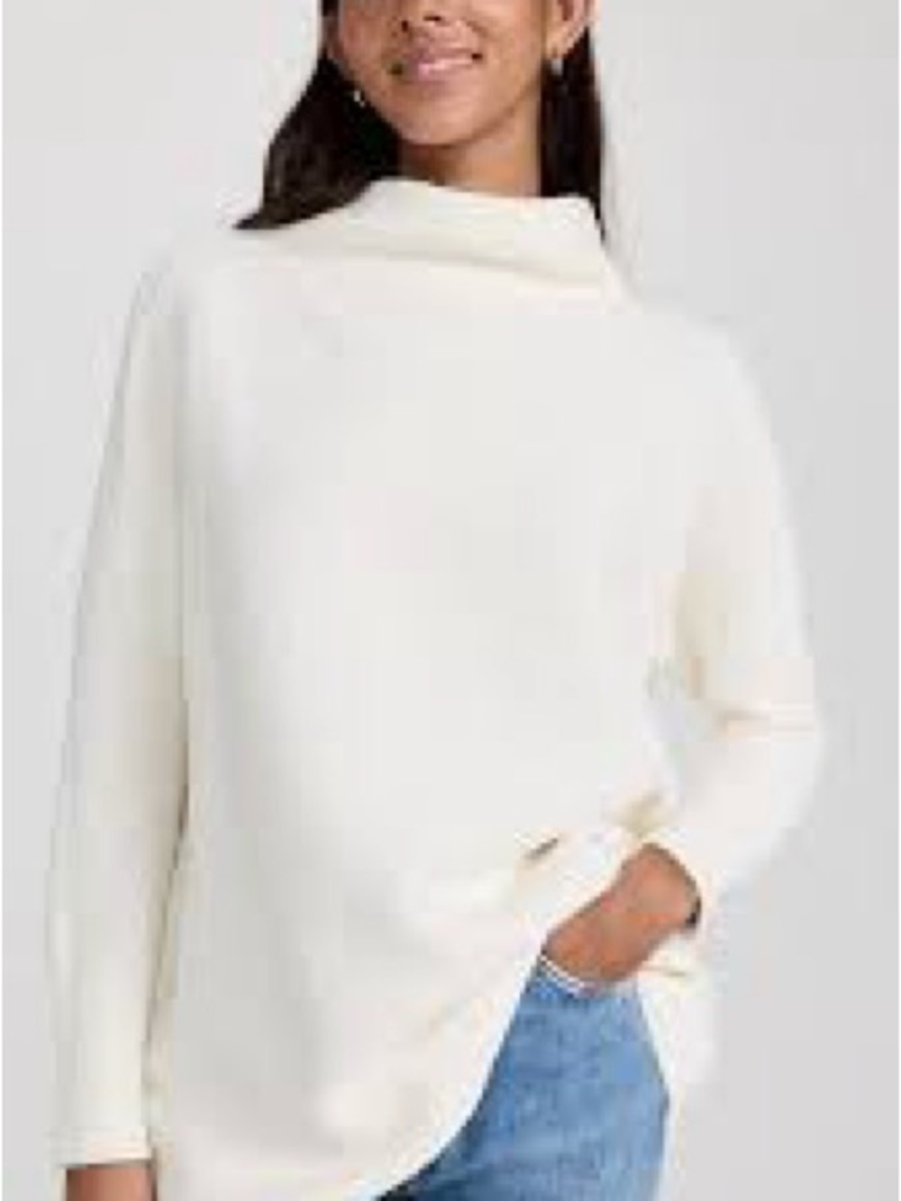 Free People Cream Funnel Neck Sweater